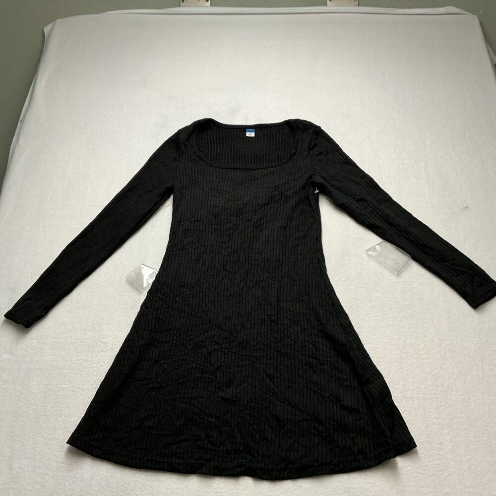 Old Navy Womens Sz XS Black Long Sleeve A Line Dress Boat Neck Pullover , 4263
